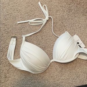 White Halter top padded bathing suit top.